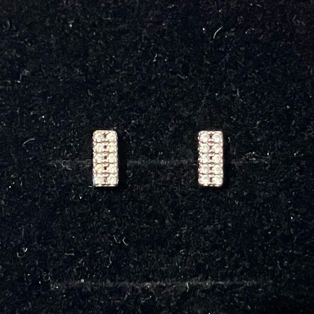 Hillberg & Berk CZ Pave Rectangular Silver 925 Stud Earrings